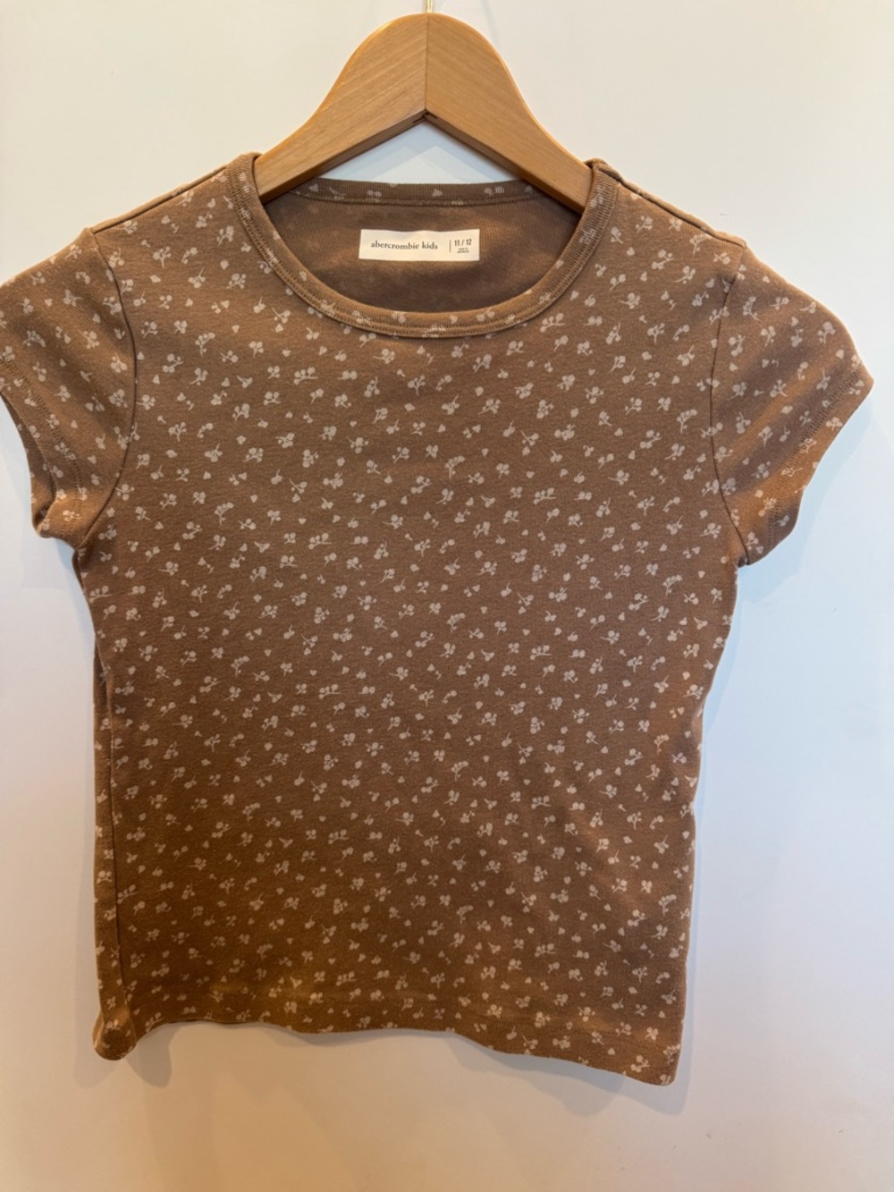 abercrombie kids Brown Tee with White Micro Floral Print